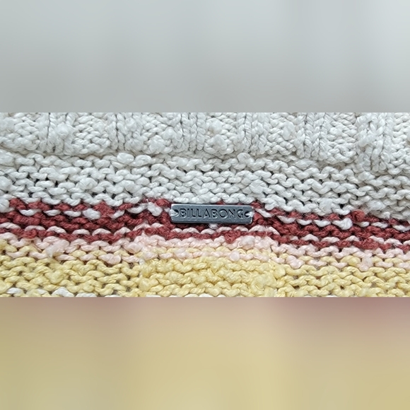 Billabong Cropped Sweater Women's S Cream & Red 100% Cotton Rough Knit  Dolman S - Picture 7 of 14